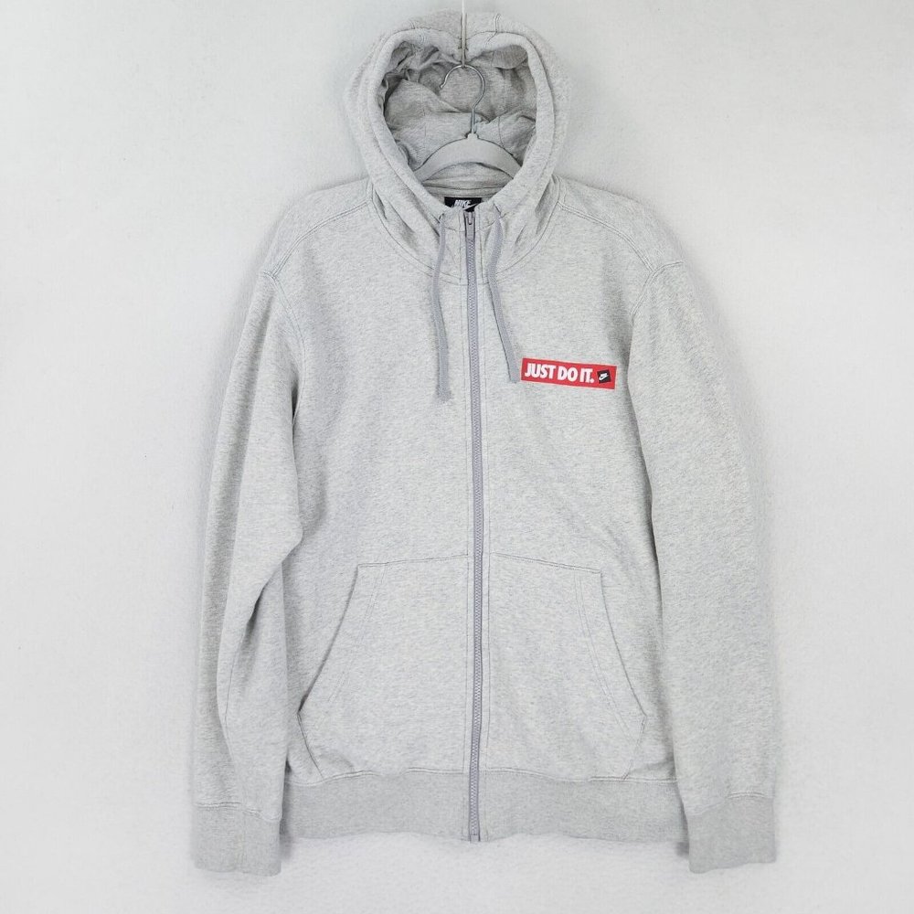 Nike Jacket Mens Large Gray Heathered Sportswear Just Do It Full Zip Hoodie